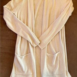 LOFT Cream Open-Front Cardigan